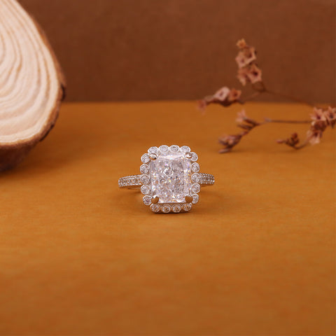 Sterling Silver  Crown Crystal Zircon  Ring