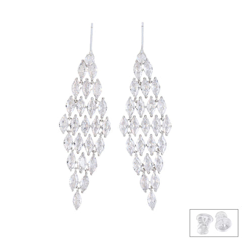 Silver Petal Chandelier Bridal Earring