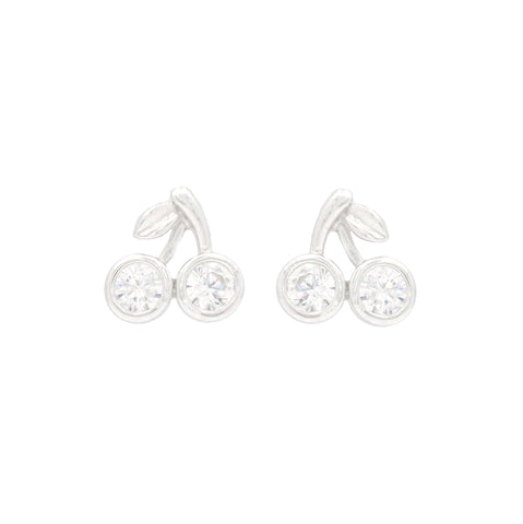 925 Sterling Silver Cherry CZ Stud Earrings for Women