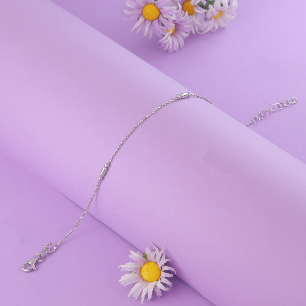 925 Sterling Silver Bead Chain Bracelet for Women