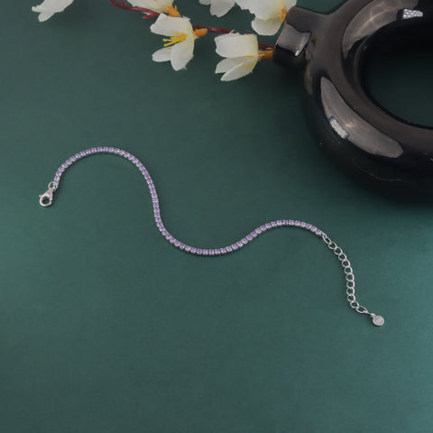 925 Sterling Silver Sapphire Sparkle Tennis Bracelet For Women