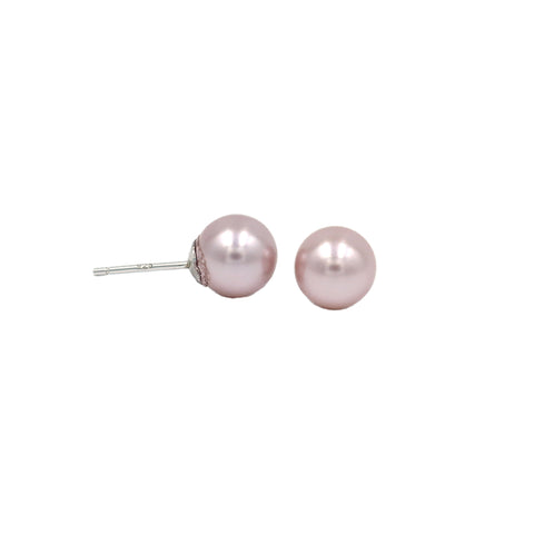 Silver Rose Fresh Water Pearl Earrings