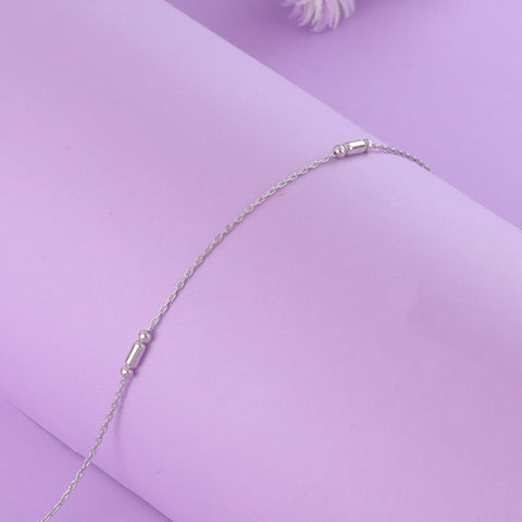 925 Sterling Silver Bead Chain Bracelet for Women