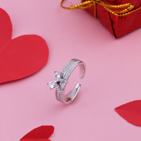 Valentine's Special Silver Bow Ring