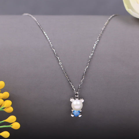 925 Silver Teddy Bear Shape Pendant With Chain