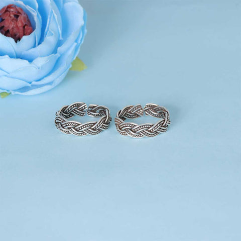 925 Sterling Silver Braided Pattern Toe Ring