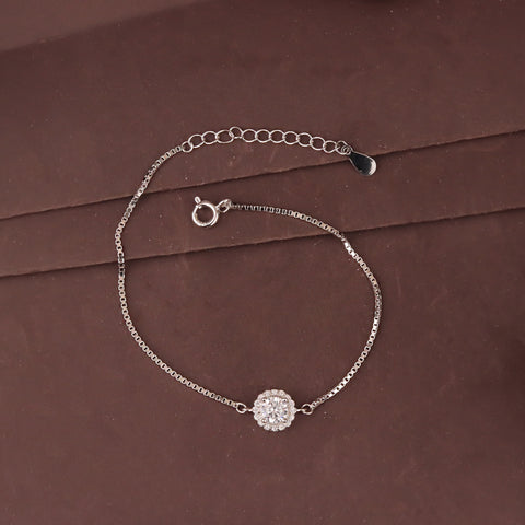 925 stunning Silver Halo CZ Bracelet For Women