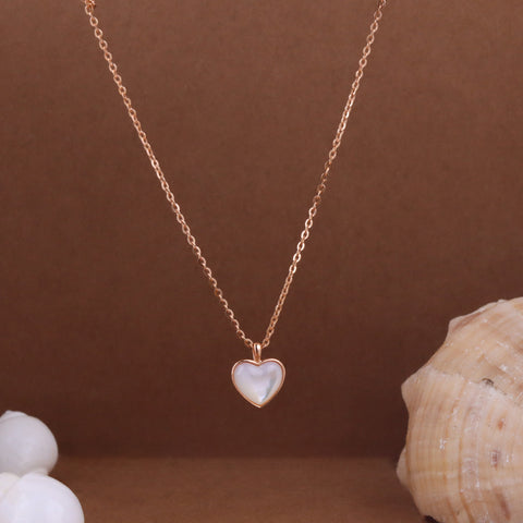Mother Of Pearl Heart Pendant With Chain