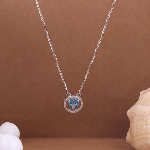 Minimalist Blue Heart Pendant With Chain