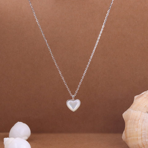 Mother Of Pearl Heart Pendant With Chain