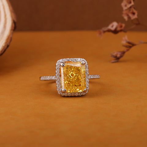 Yellow Crystal Square Chimes Rings for Women