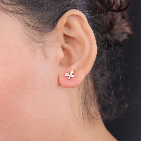Butterfly 92.5 Rose Gold Plated  Silver Earrings For Women