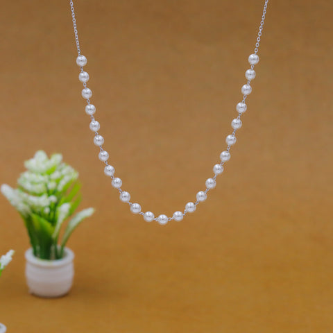 Silver Pearl  Beads Necklace