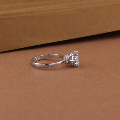 High Set Adjustable Silver Proposal Ring