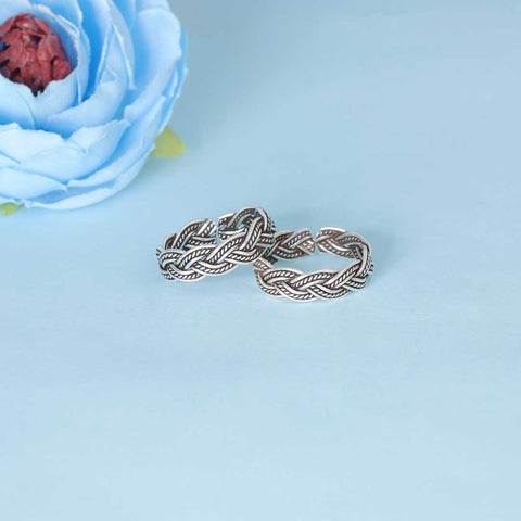 925 Sterling Silver Braided Pattern Toe Ring