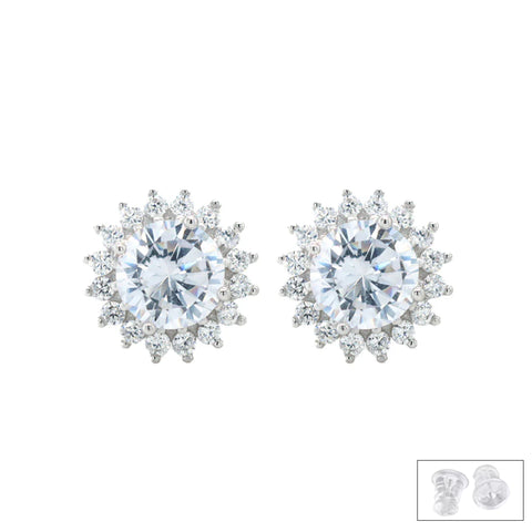 Silver Solitaire Round Shape Earrings