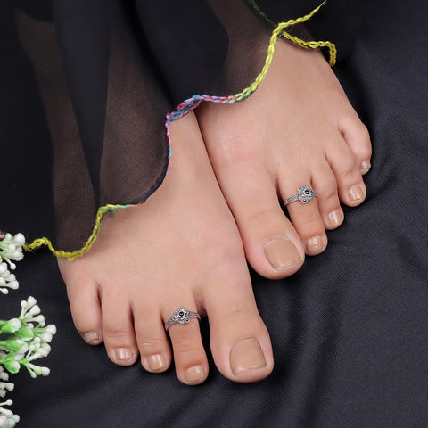 925 Sterling Silver Marcasite Floral Toe Ring