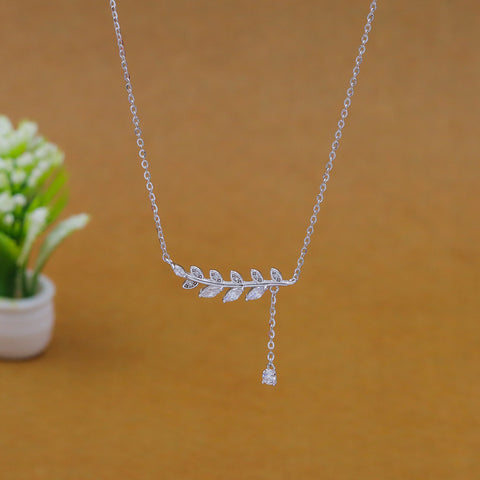 CZ Leaf Pendant & Chain for Women
