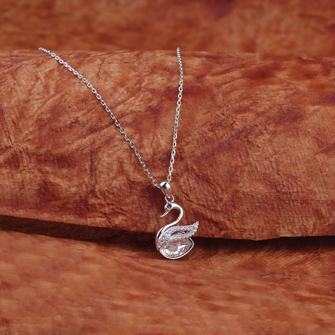 Crystal  Swan  Pendant With Chain