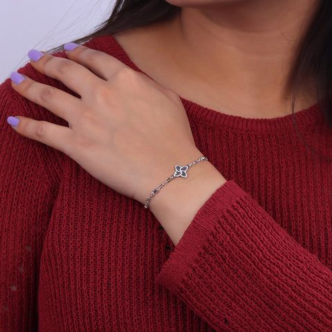 Minimalist Silver Flower Bracelet