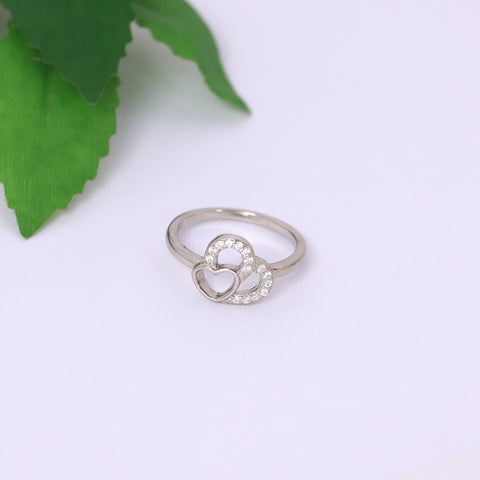 Double Heart Silver  Ring for Female