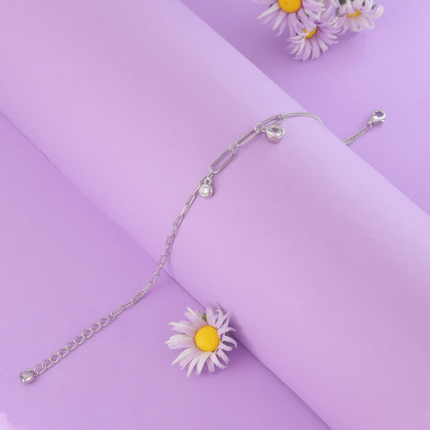 925 Sterling Silver Dual Chain Charm Bracelet for Women