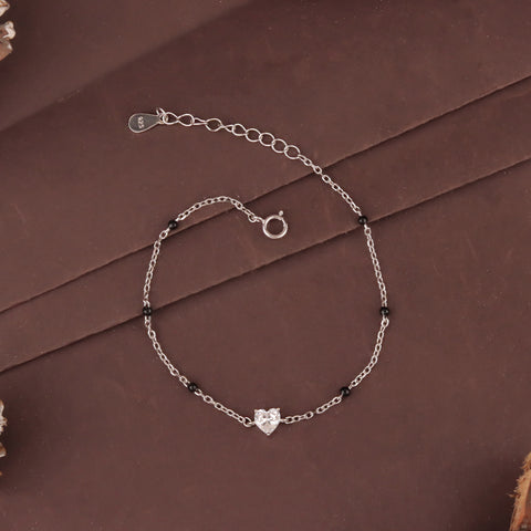 925 Sterling Silver Heart Mangalsutra Bracelet for Women