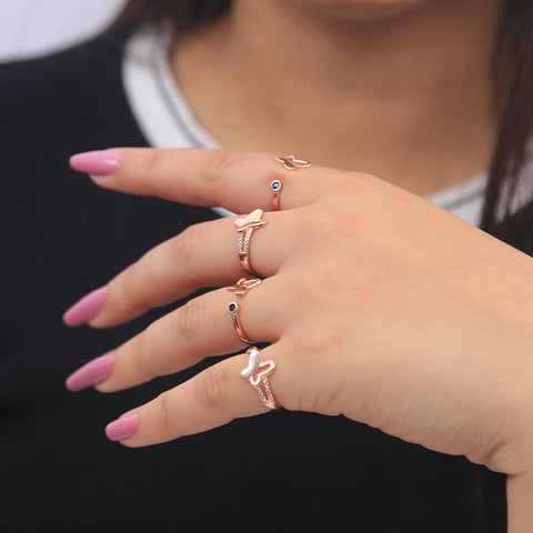 Rose Gold Butterfly  Ring Design With Adjustable Size