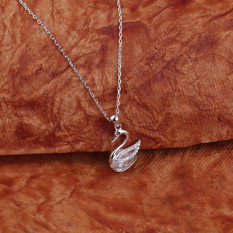 Crystal  Swan  Pendant With Chain