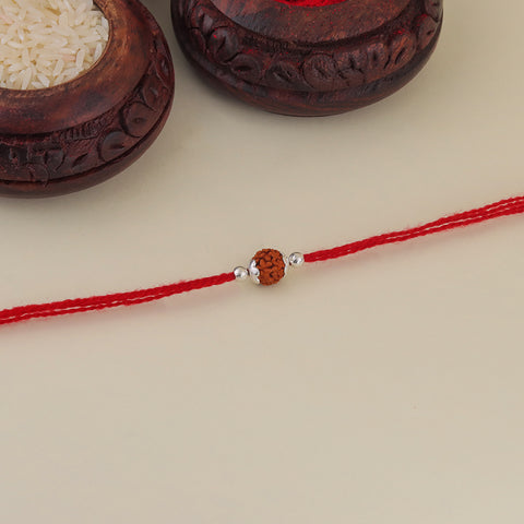 Rudraksha with silver bead rakhi