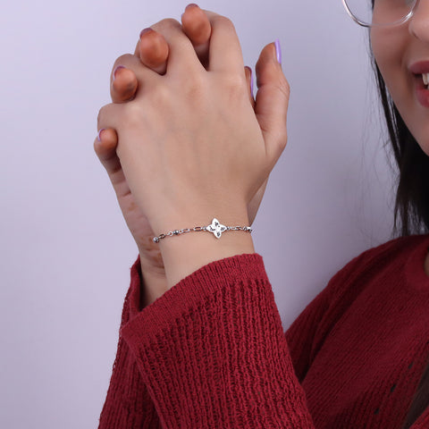 Minimalist Silver Flower Bracelet