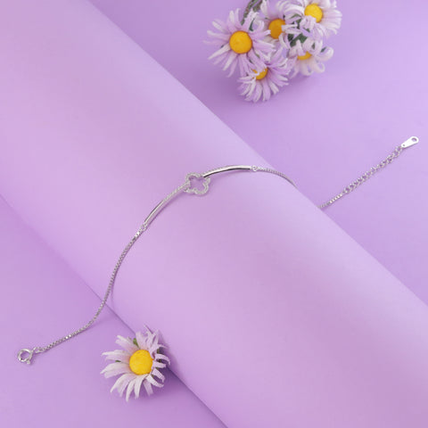 925 Sterling Silver Clover Charm Bracelet for Women