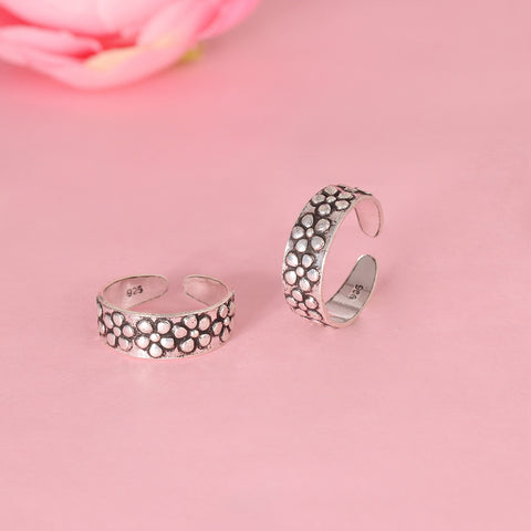 925 Sterling Silver Daisy Flower  Adjustable Toe Ring for Women