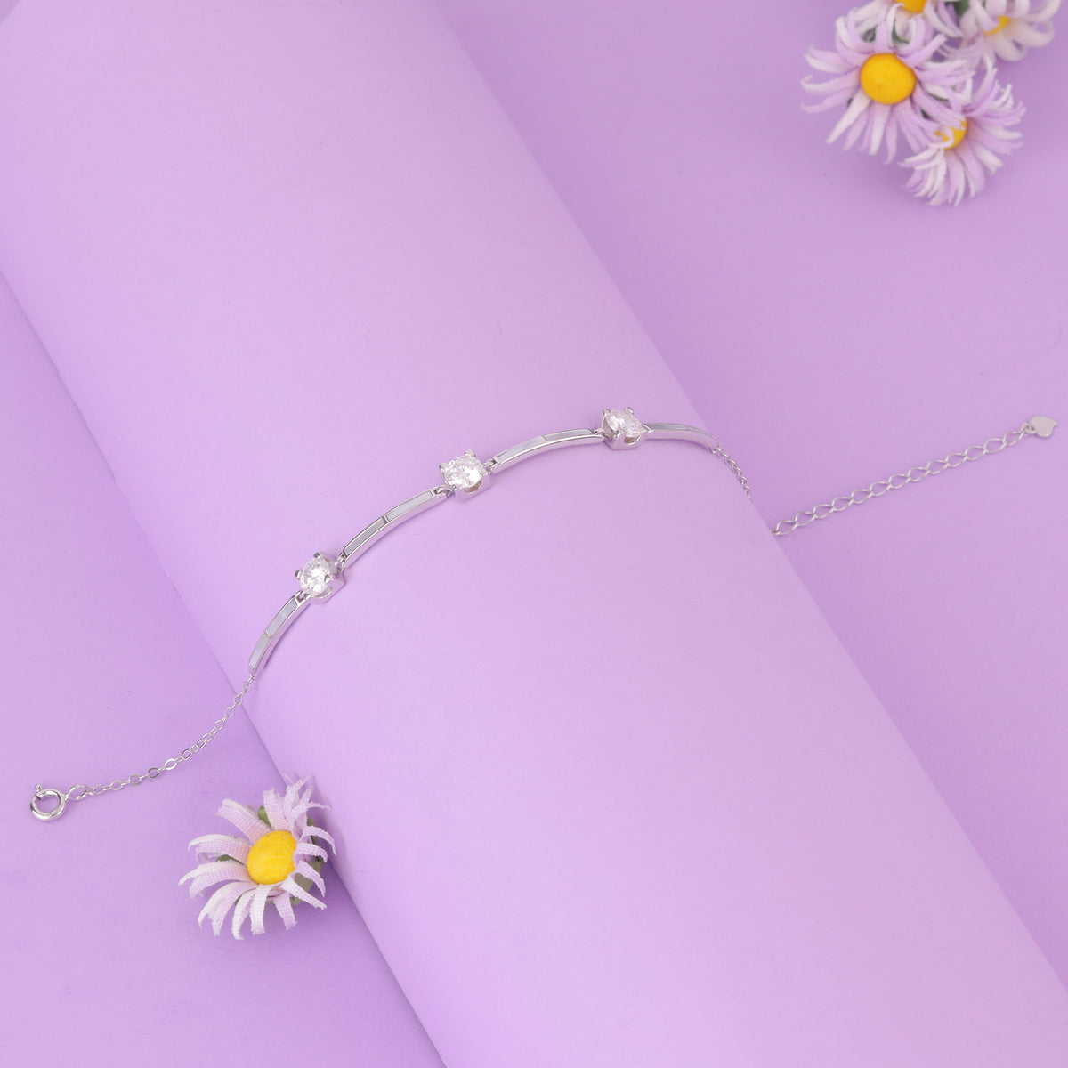 925 Sterling Silver Stone Classic CZ Tennis Bracelet for Women