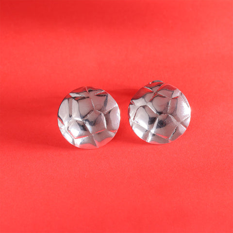 925 Sterling Silver Floral Dome-Cut Stud Earrings for Women