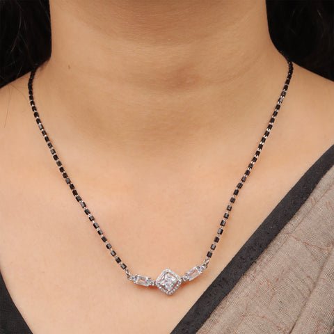 Regal Square Sparkle 92.5 Silver Mangalsutra For Women
