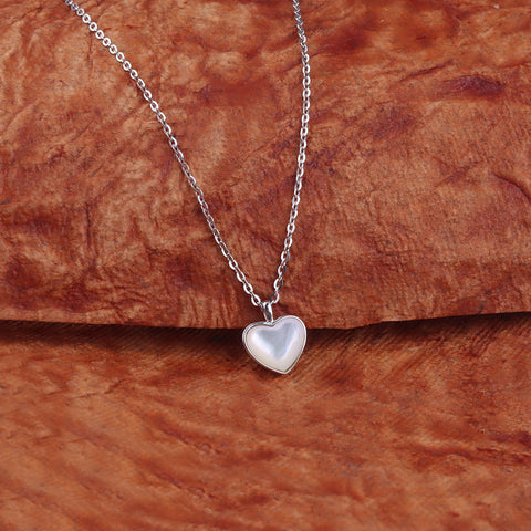 Mother Of Pearl Heart Pendant With Chain