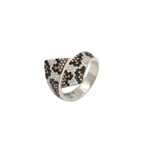Silver Leopard Mark Cocktail Ring