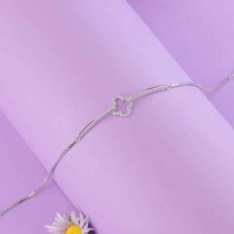 925 Sterling Silver Clover Charm Bracelet for Women