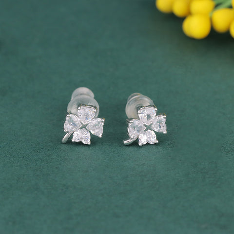 925 Sterling Silver Flower CZ Stud Earrings for Women