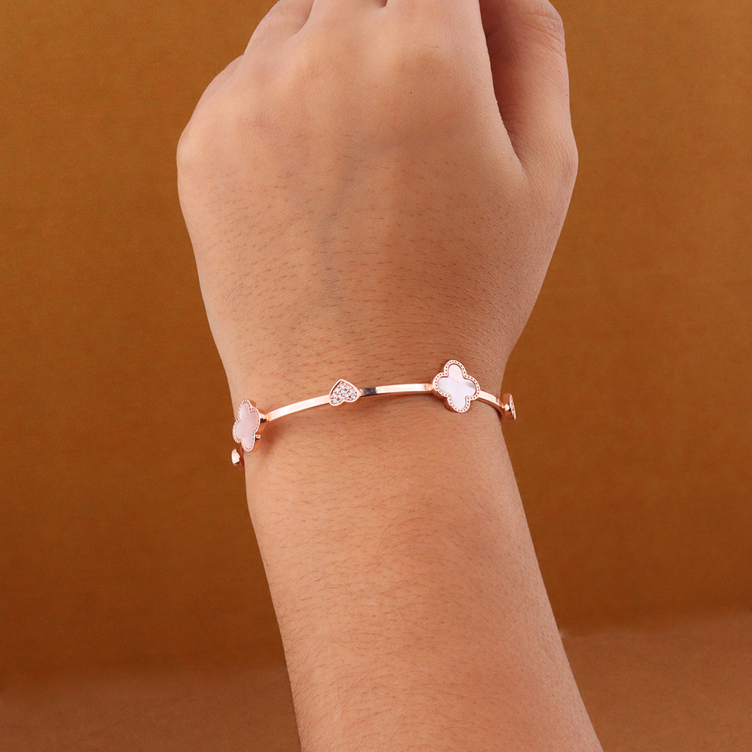 Rose Gold Flower Shape &  Heart Bracelet