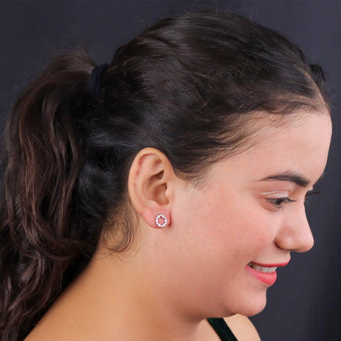 925 Sterling Silver Circle Stud Earrings for Women