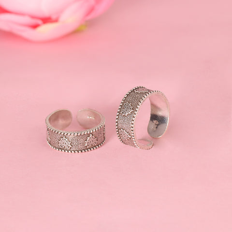 925 Sterling Silver Floral Pattern Toe Rings for Women