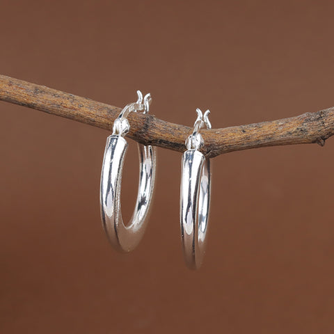 925 Sterling Silver Classic Hoop Earrings