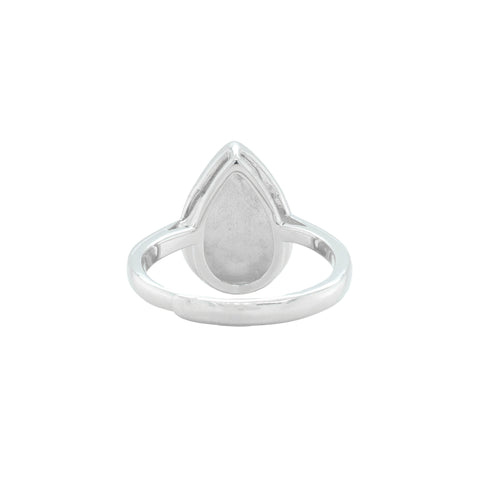 Sterling Silver Pear Shape White Stone Ring for Women