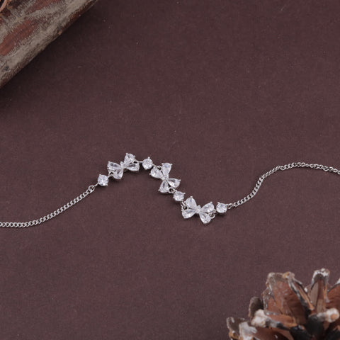 CZ Stones Adjustable Bow Charm Bracelets for Women