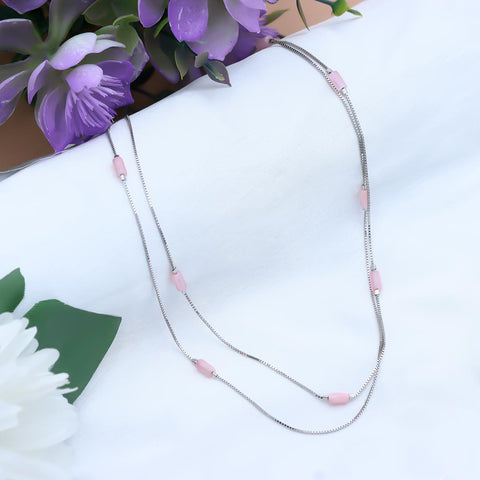 Double layer Mother of pearl silver chain