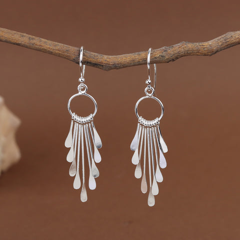 925 Sterling Silver Long Tassel Drop Earrings for Women