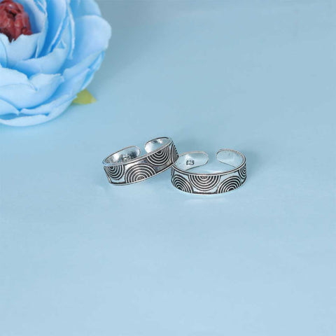 925 Sterling Silver Geometric Circle Toe Rings for Women