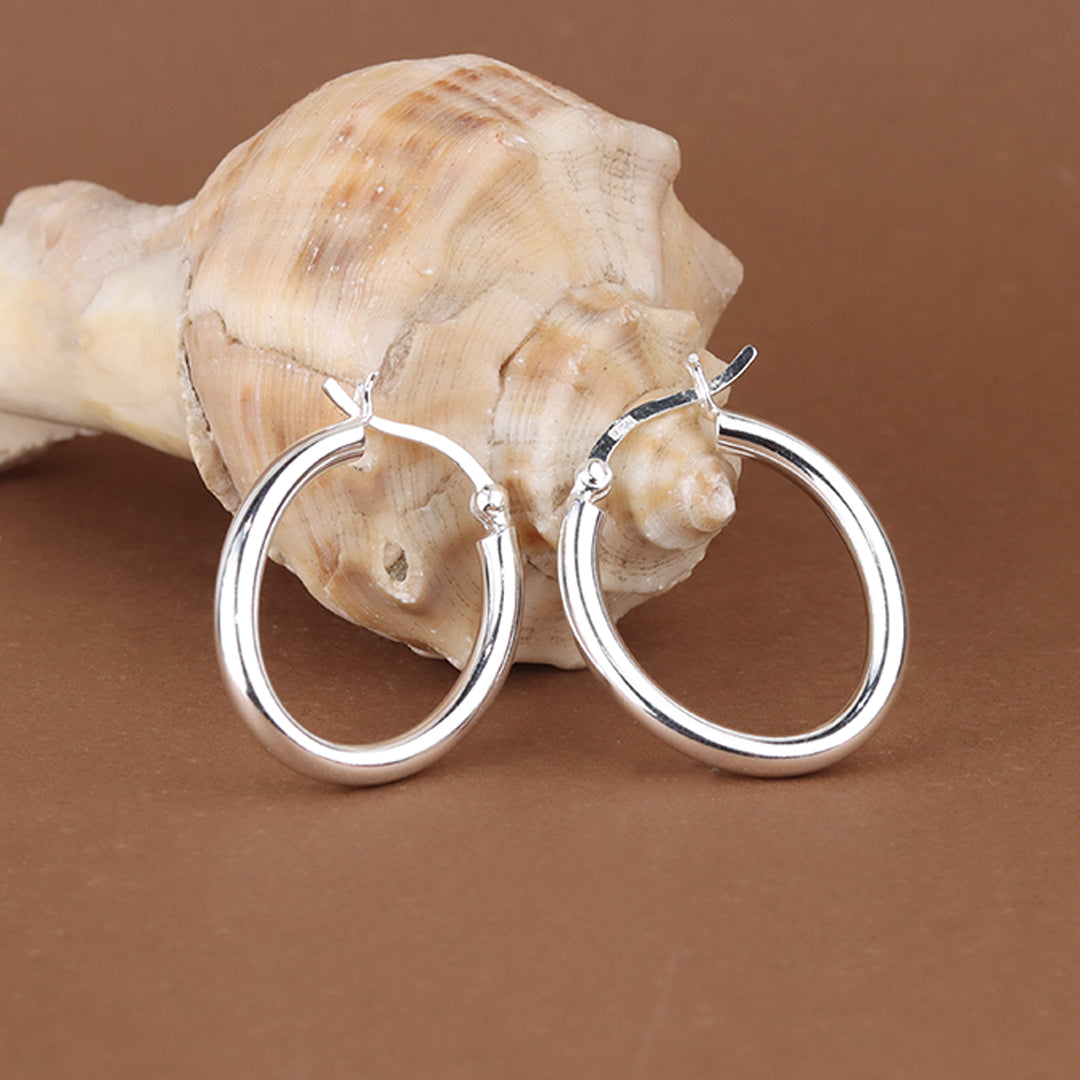 925 Sterling Silver Classic Round Hoop Earrings for Women